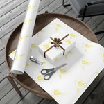 Golden Dove Gift Wrap Paper — Elegant Yellow Dove & Floral Bird Wrapping Sheets for Weddings & Baby Showers