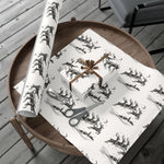 Reindeer Sleigh Vintage Black & White Gift Wrap Paper