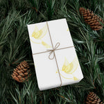 Golden Dove Gift Wrap Paper — Elegant Yellow Dove & Floral Bird Wrapping Sheets for Weddings & Baby Showers