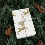 Reindeer Pattern Gold Holiday Gift Wrap Paper