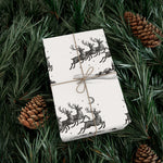 Reindeer Sleigh Vintage Black & White Gift Wrap Paper