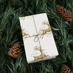 Reindeer Pattern Gold Holiday Gift Wrap Paper